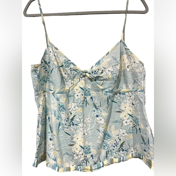 LOFT Tops - Ann Taylor LOFT Spaghetti Strap 90s Y2K 2000s Tank Top Blue Floral Size Large